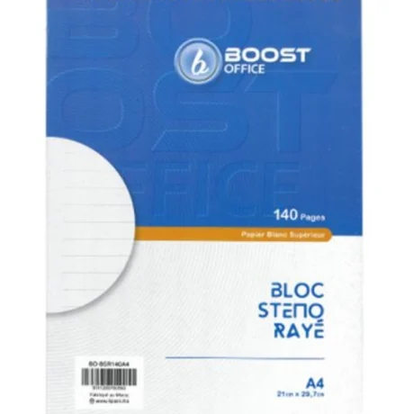 Bloc note Sténo rayé spirale grand format A4 140P BOOST