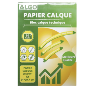 BLOC PAPIER CALQUE 70G A4 50 FEUILLES algo
