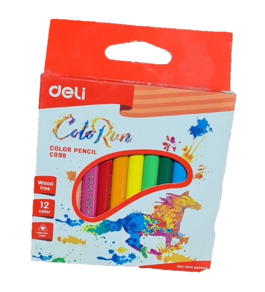 12 Deli Crayons de couleur en bois