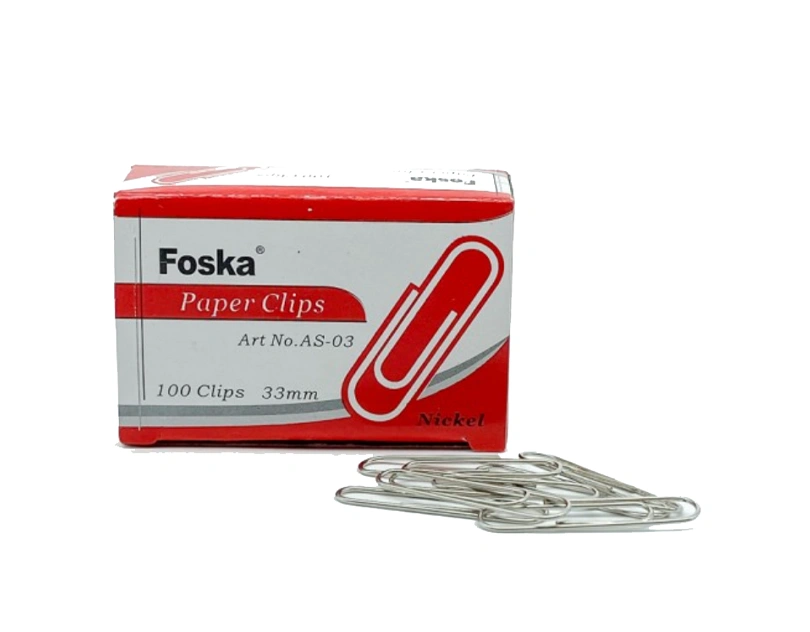 PAPER CLIPS FOSKA 100clips 33 mm NICKEL