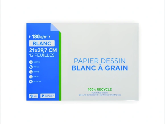 POCHETTE DESSIN BLANC BLEU STAR 240g_m 9 FEUILLES